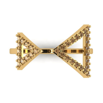 0.2475 cttw Zirconia Simulated Champagne Diamond Statement Engagement Ring - Solid Gold (VVS1, Round Cut,1.2mm)