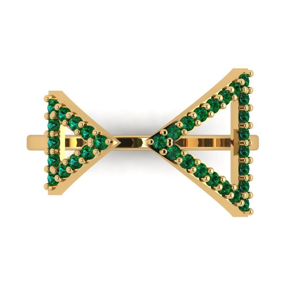 0.2475 cttw Simulated Emerald Statement Engagement Ring - Solid Gold (Round Cut,1.2mm)