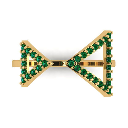 0.2475 cttw Simulated Emerald Statement Engagement Ring - Solid Gold (Round Cut,1.2mm)