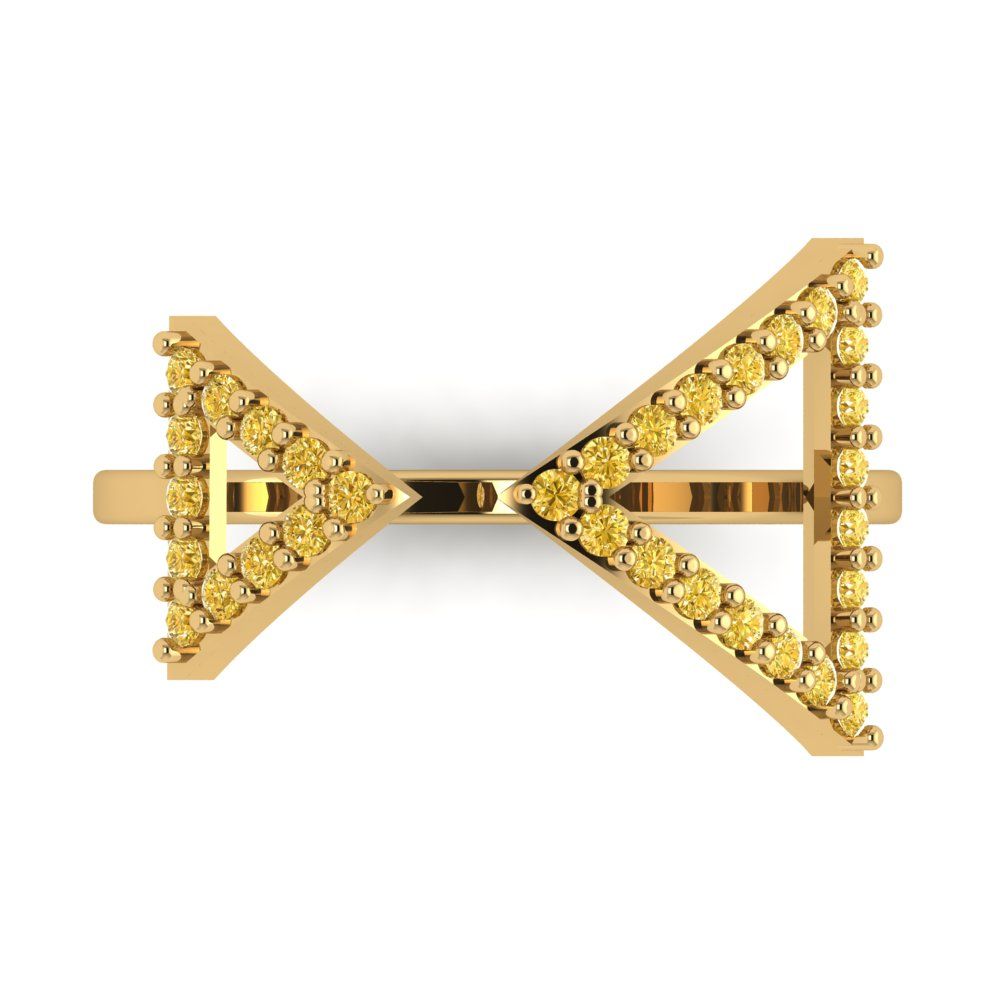 0.2475 cttw Natural Citrine Statement Engagement Ring - Solid Gold (Round Cut,1.2mm)