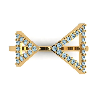 0.2475 cttw Natural Swiss Blue Topaz Statement Engagement Ring - Solid Gold (Round Cut,1.2mm)