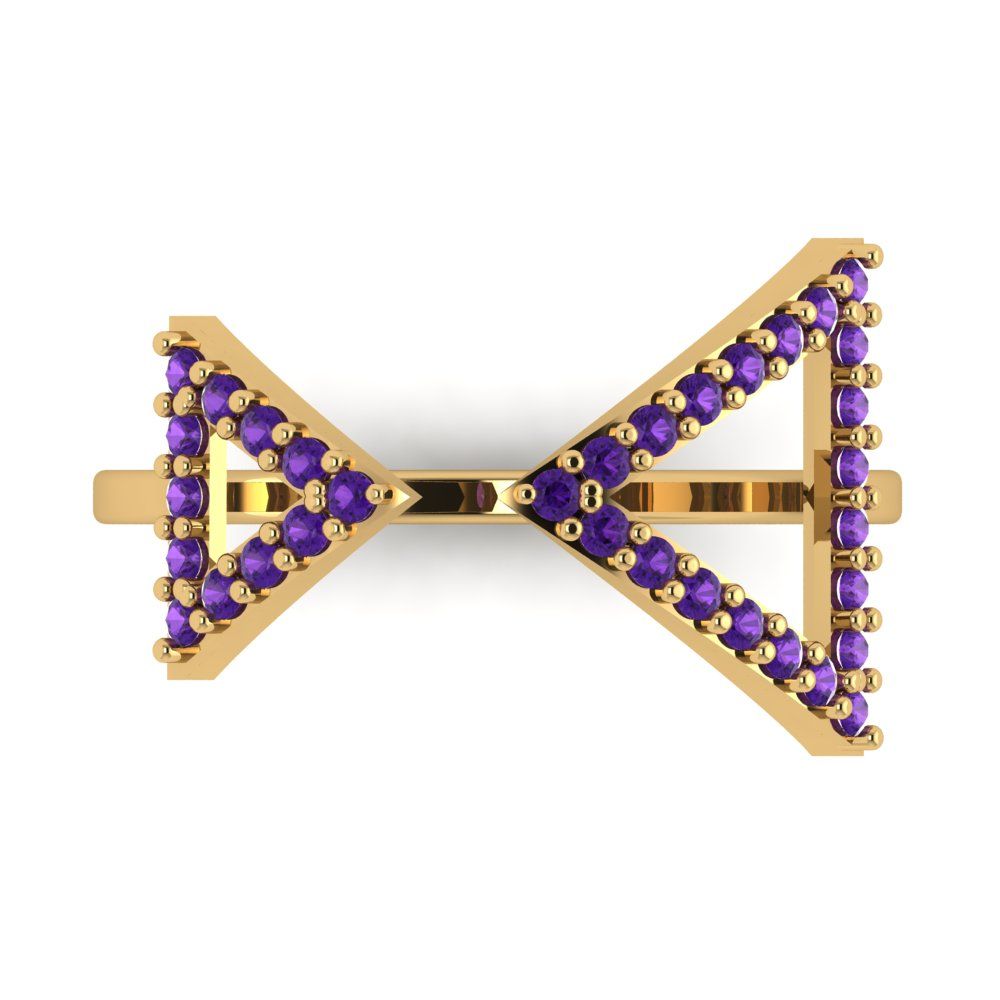 0.2475 cttw Natural Amethyst Statement Engagement Ring - Solid Gold (Round Cut,1.2mm)