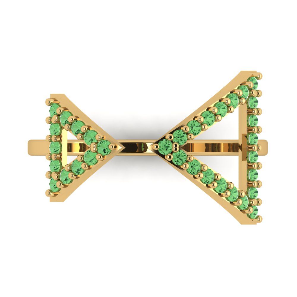 0.2475 cttw Zirconia Simulated Green Diamond Statement Engagement Ring - Solid Gold (VVS1, Round Cut,1.2mm)