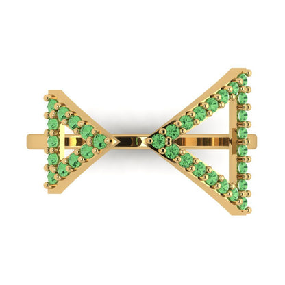 0.2475 cttw Zirconia Simulated Green Diamond Statement Engagement Ring - Solid Gold (VVS1, Round Cut,1.2mm)