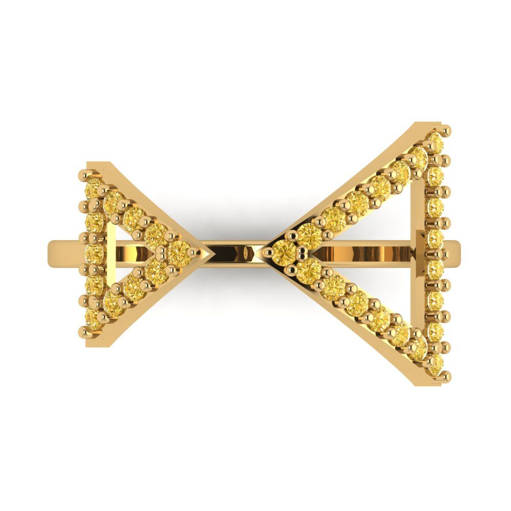 0.2475 cttw Zirconia Simulated Yellow Diamond Statement Engagement Ring - Solid Gold (VVS1, Round Cut,1.2mm)