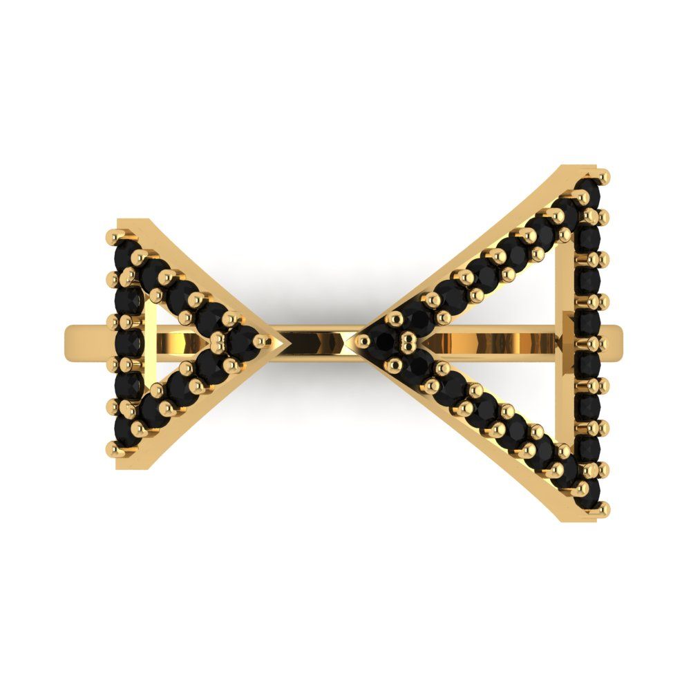 0.2475 cttw Natural Onyx Statement Engagement Ring - Solid Gold (Round Cut,1.2mm)