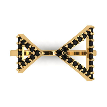 0.2475 cttw Natural Onyx Statement Engagement Ring - Solid Gold (Round Cut,1.2mm)