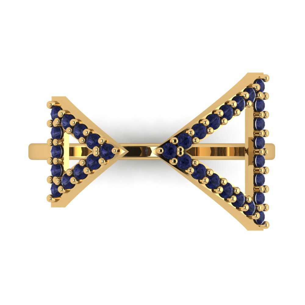 0.2475 cttw Simulated Blue Sapphire Statement Engagement Ring - Solid Gold (Round Cut,1.2mm)