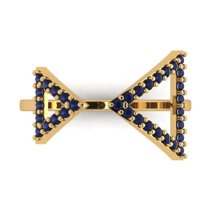 0.2475 cttw Simulated Blue Sapphire Statement Engagement Ring - Solid Gold (Round Cut,1.2mm)