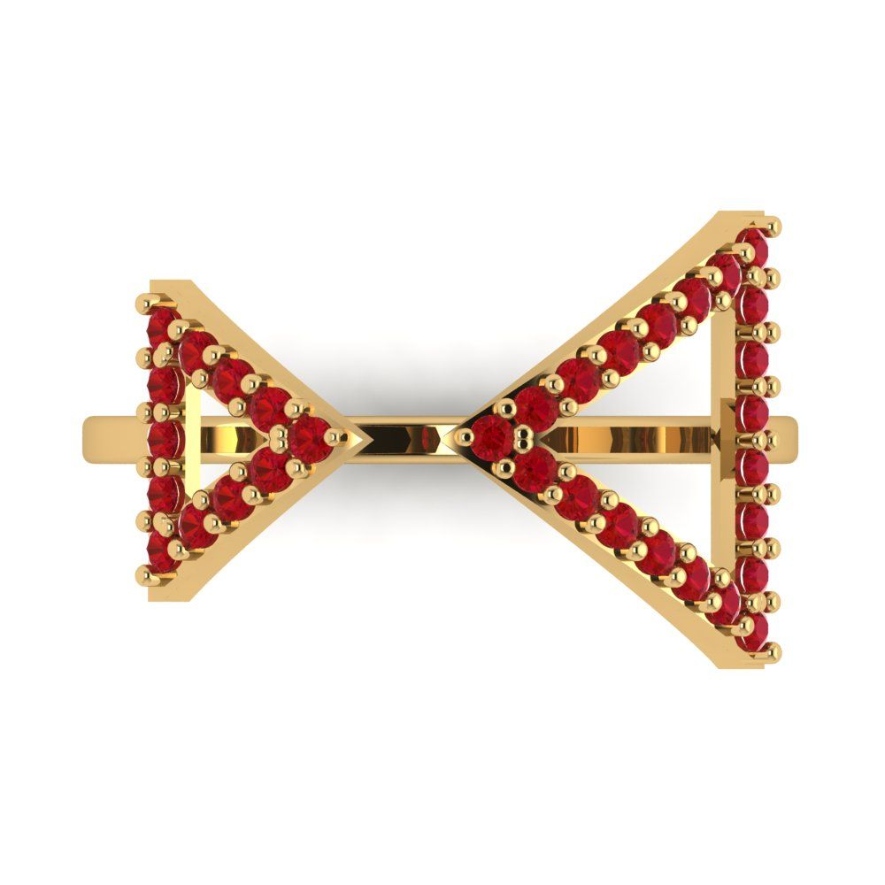 0.2475 cttw Simulated Pink Tourmaline Statement Engagement Ring - Solid Gold (Round Cut,1.2mm)