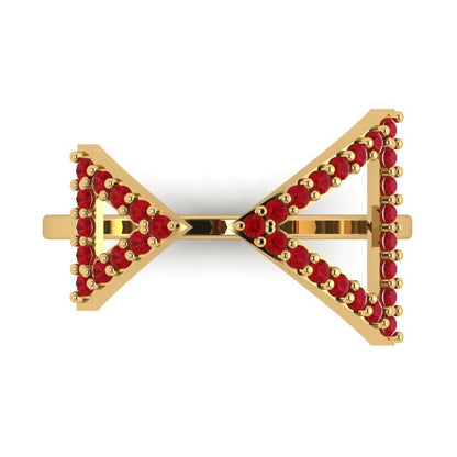 0.2475 cttw Simulated Pink Tourmaline Statement Engagement Ring - Solid Gold (Round Cut,1.2mm)