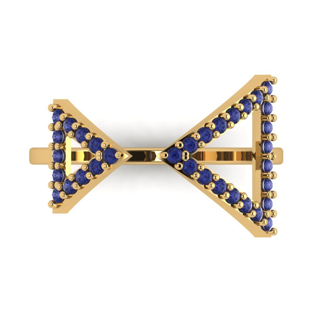 0.2475 cttw Simulated Tanzanite Statement Engagement Ring - Solid Gold (Round Cut,1.2mm)