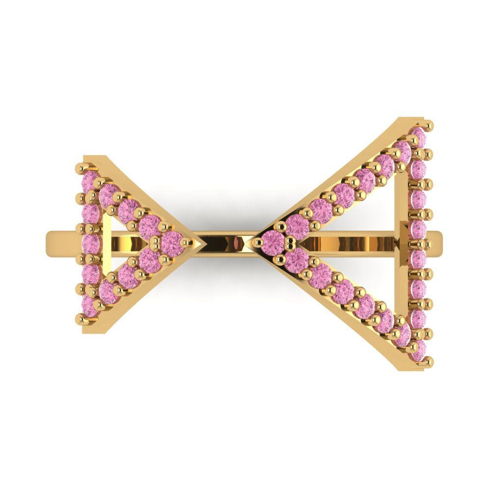 0.2475 cttw Zirconia Simulated Pink Diamond Statement Engagement Ring - Solid Gold (VVS1, Round Cut,1.2mm)