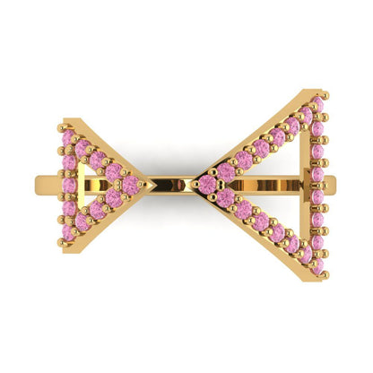 0.2475 cttw Zirconia Simulated Pink Diamond Statement Engagement Ring - Solid Gold (VVS1, Round Cut,1.2mm)