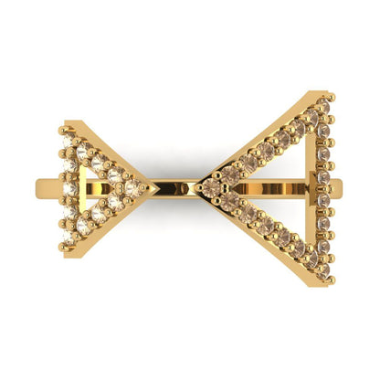 0.2475 cttw Yellow Moissanite Statement Engagement Ring - Solid Gold (Round Cut,1.2mm)