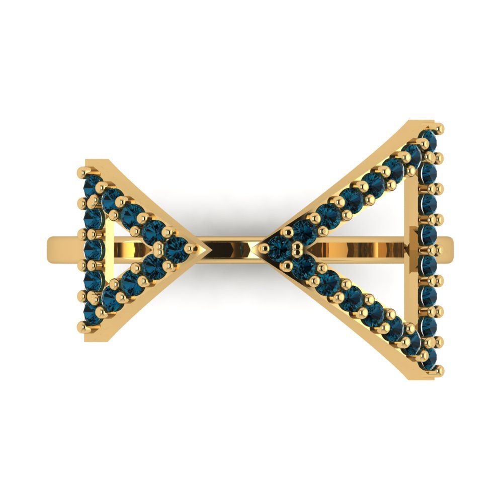 0.2475 cttw Natural London Blue Topaz Statement Engagement Ring - Solid Gold (Round Cut,1.2mm)