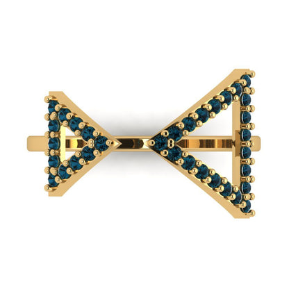 0.2475 cttw Natural London Blue Topaz Statement Engagement Ring - Solid Gold (Round Cut,1.2mm)