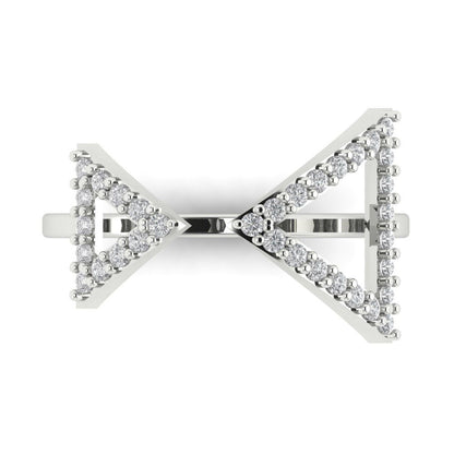 0.2475 cttw White Sapphire Statement Engagement Ring - Solid Gold (Round Cut,1.2mm)