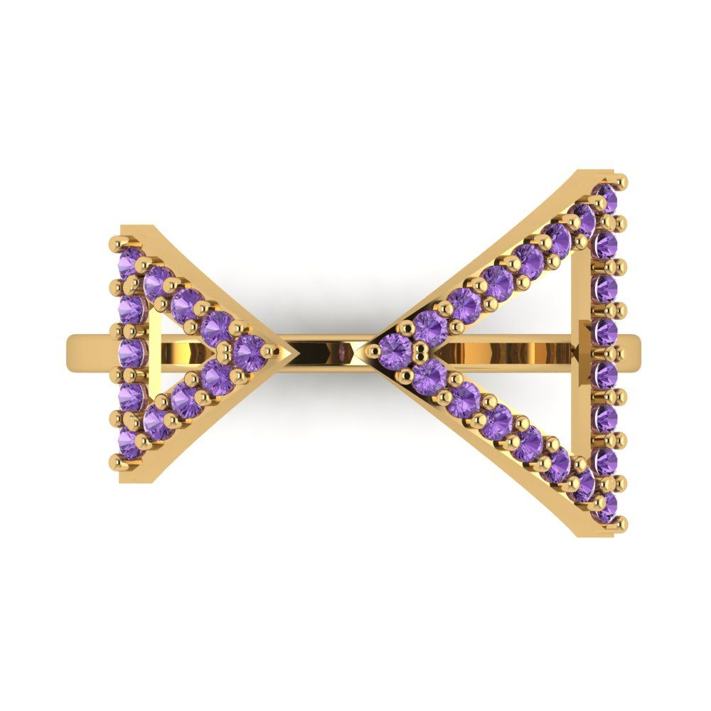 0.2475 cttw Simulated Alexandrite Statement Engagement Ring - Solid Gold (Round Cut,1.2mm)