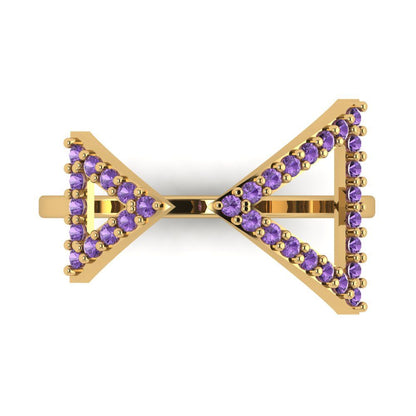 0.2475 cttw Simulated Alexandrite Statement Engagement Ring - Solid Gold (Round Cut,1.2mm)