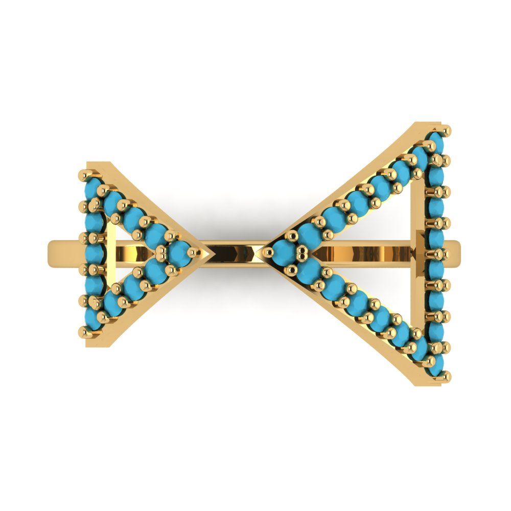 0.2475 cttw Simulated Turquoise Statement Engagement Ring - Solid Gold (Round Cut,1.2mm)