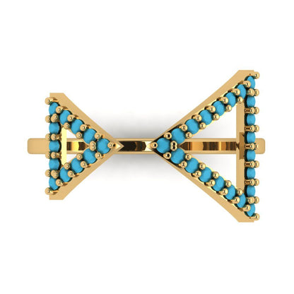 0.2475 cttw Simulated Turquoise Statement Engagement Ring - Solid Gold (Round Cut,1.2mm)