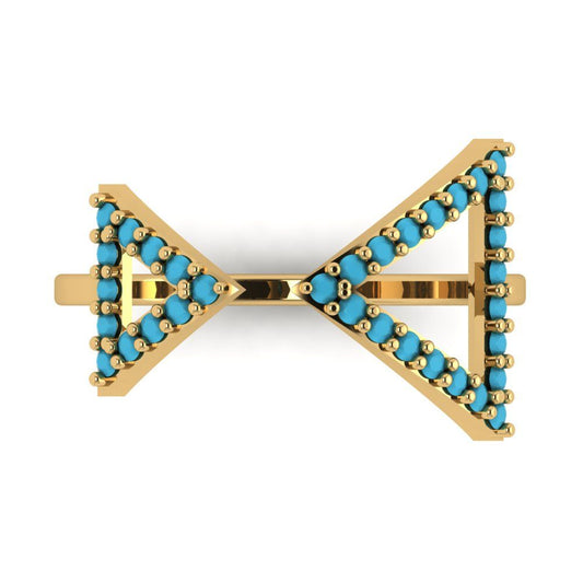 0.2475 cttw Simulated Turquoise Statement Engagement Ring - Solid Yellow Gold (VVS1, Round Cut,1.2mm)