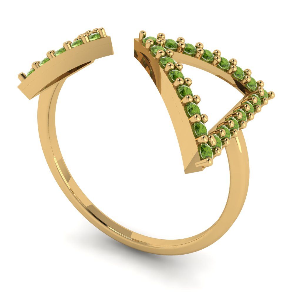 0.2475 cttw Natural Peridot Statement Engagement Ring - Solid Gold (Round Cut,1.2mm)
