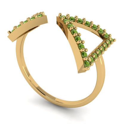0.2475 cttw Natural Peridot Statement Engagement Ring - Solid Gold (Round Cut,1.2mm)