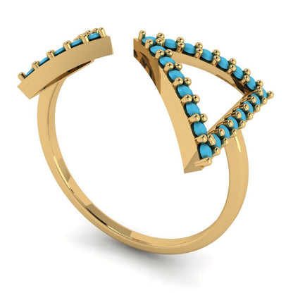 0.2475 cttw Simulated Turquoise Statement Engagement Ring - Solid Gold (Round Cut,1.2mm)