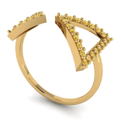 0.2475 cttw Yellow Moissanite Statement Engagement Ring - Solid Gold (Round Cut,1.2mm)