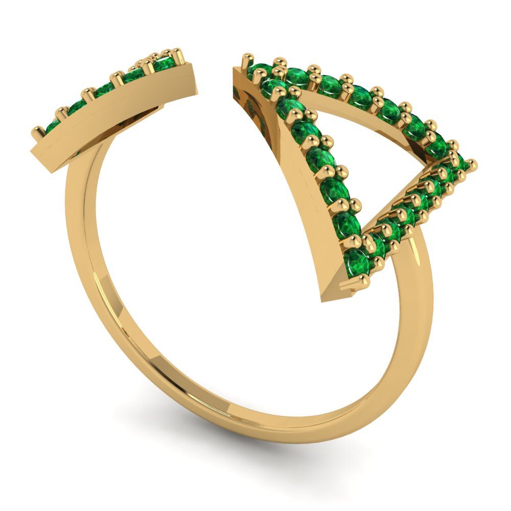 0.2475 cttw Simulated Emerald Statement Engagement Ring - Solid Gold (Round Cut,1.2mm)