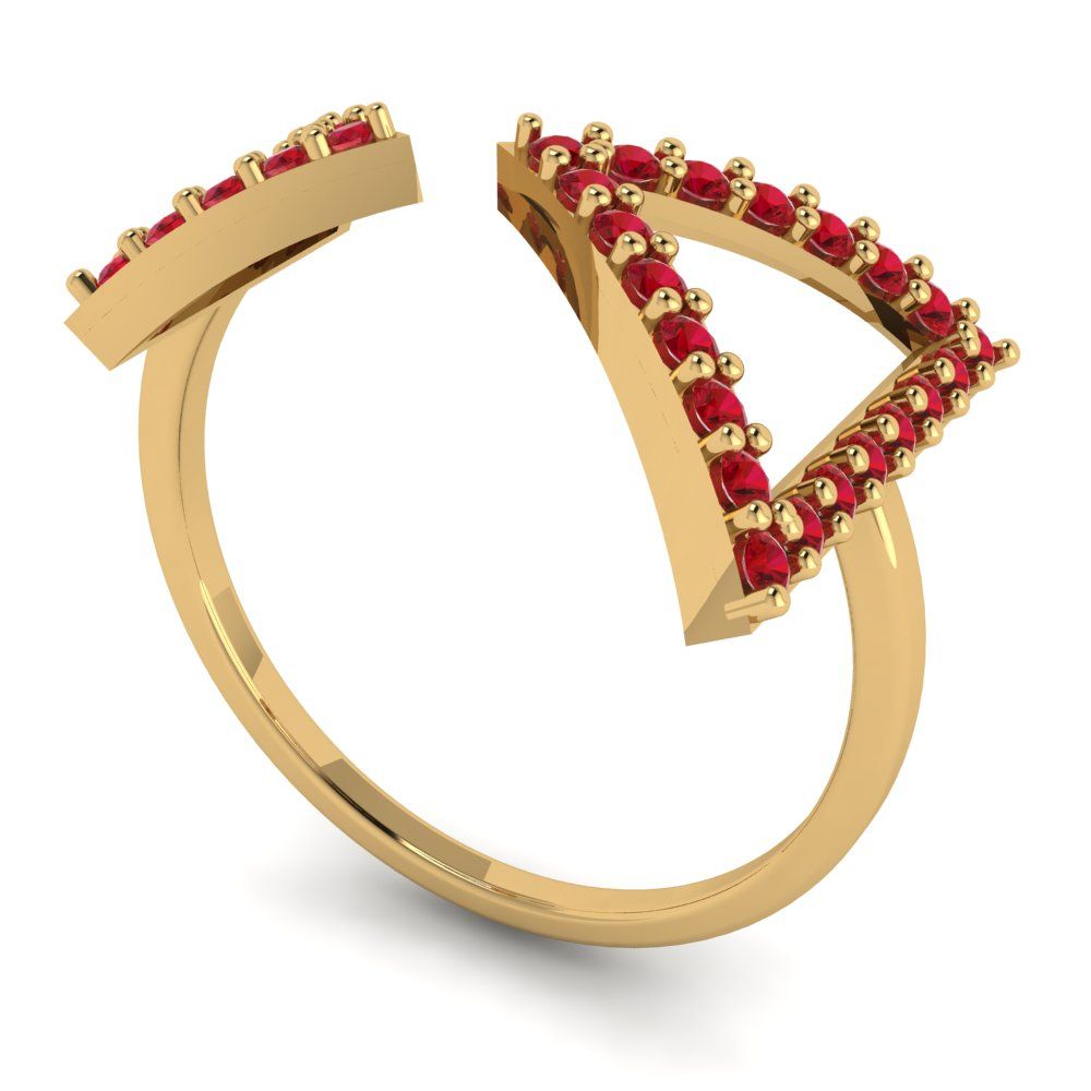0.2475 cttw Simulated Ruby Statement Engagement Ring - Solid Yellow Gold (VVS1, Round Cut,1.2mm)