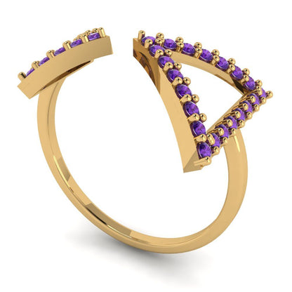 0.2475 cttw Natural Amethyst Statement Engagement Ring - Solid Gold (Round Cut,1.2mm)