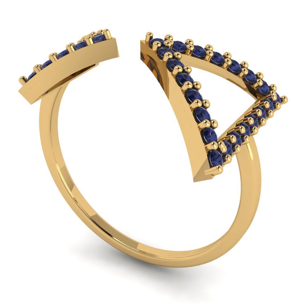 0.2475 cttw Simulated Blue Sapphire Statement Engagement Ring - Solid Gold (Round Cut,1.2mm)