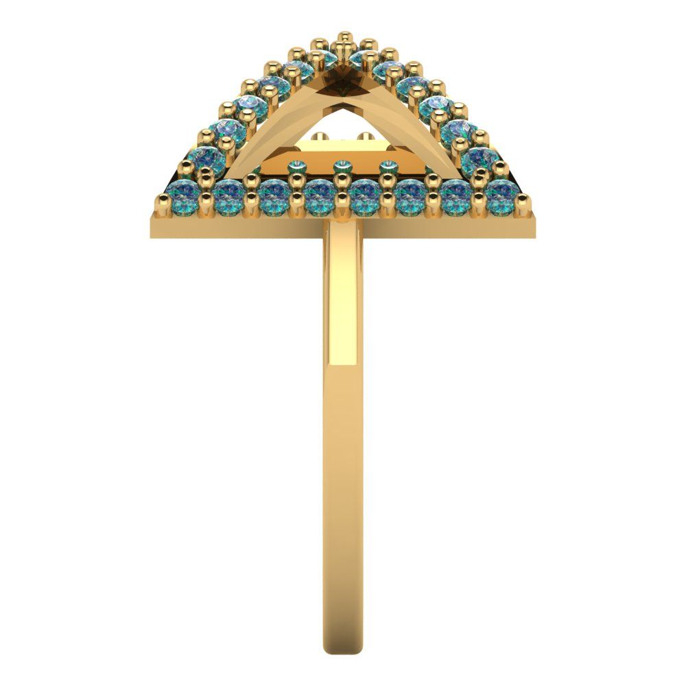 0.2475 cttw Blue Moissanite Statement Engagement Ring - Solid Gold (Round Cut,1.2mm)