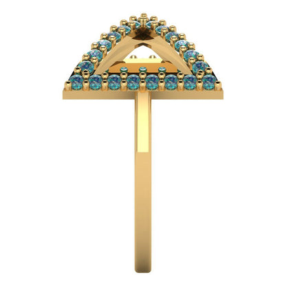 0.2475 cttw Blue Moissanite Statement Engagement Ring - Solid Gold (Round Cut,1.2mm)