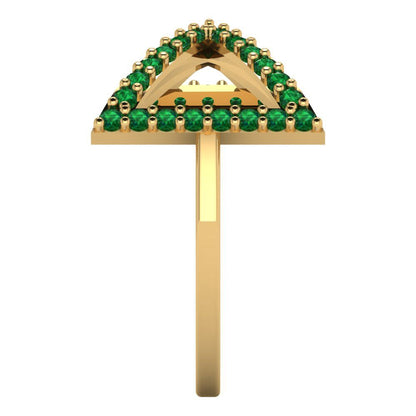 0.2475 cttw Simulated Emerald Statement Engagement Ring - Solid Gold (Round Cut,1.2mm)