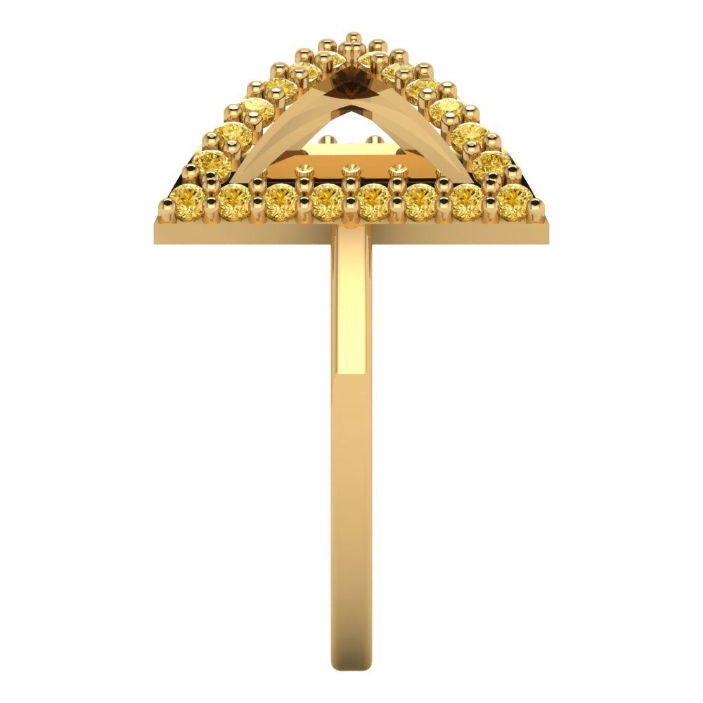 0.2475 cttw Zirconia Simulated Yellow Diamond Statement Engagement Ring - Solid Gold (VVS1, Round Cut,1.2mm)