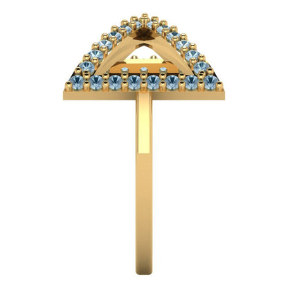 0.2475 cttw Natural Sky Blue Topaz Statement Engagement Ring - Solid Gold (Round Cut,1.2mm)