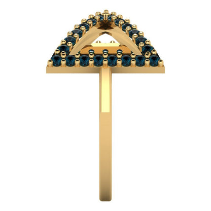 0.2475 cttw Natural London Blue Topaz Statement Engagement Ring - Solid Gold (Round Cut,1.2mm)