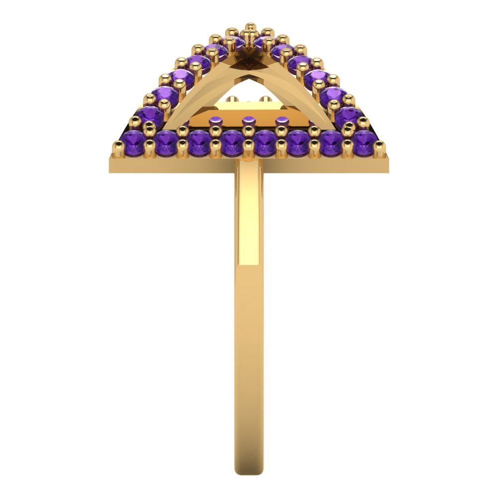 0.2475 cttw Natural Amethyst Statement Engagement Ring - Solid Gold (Round Cut,1.2mm)