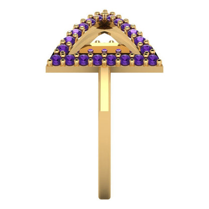 0.2475 cttw Natural Amethyst Statement Engagement Ring - Solid Gold (Round Cut,1.2mm)