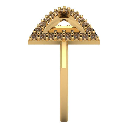 0.2475 cttw Zirconia Simulated Champagne Diamond Statement Engagement Ring - Solid Gold (VVS1, Round Cut,1.2mm)