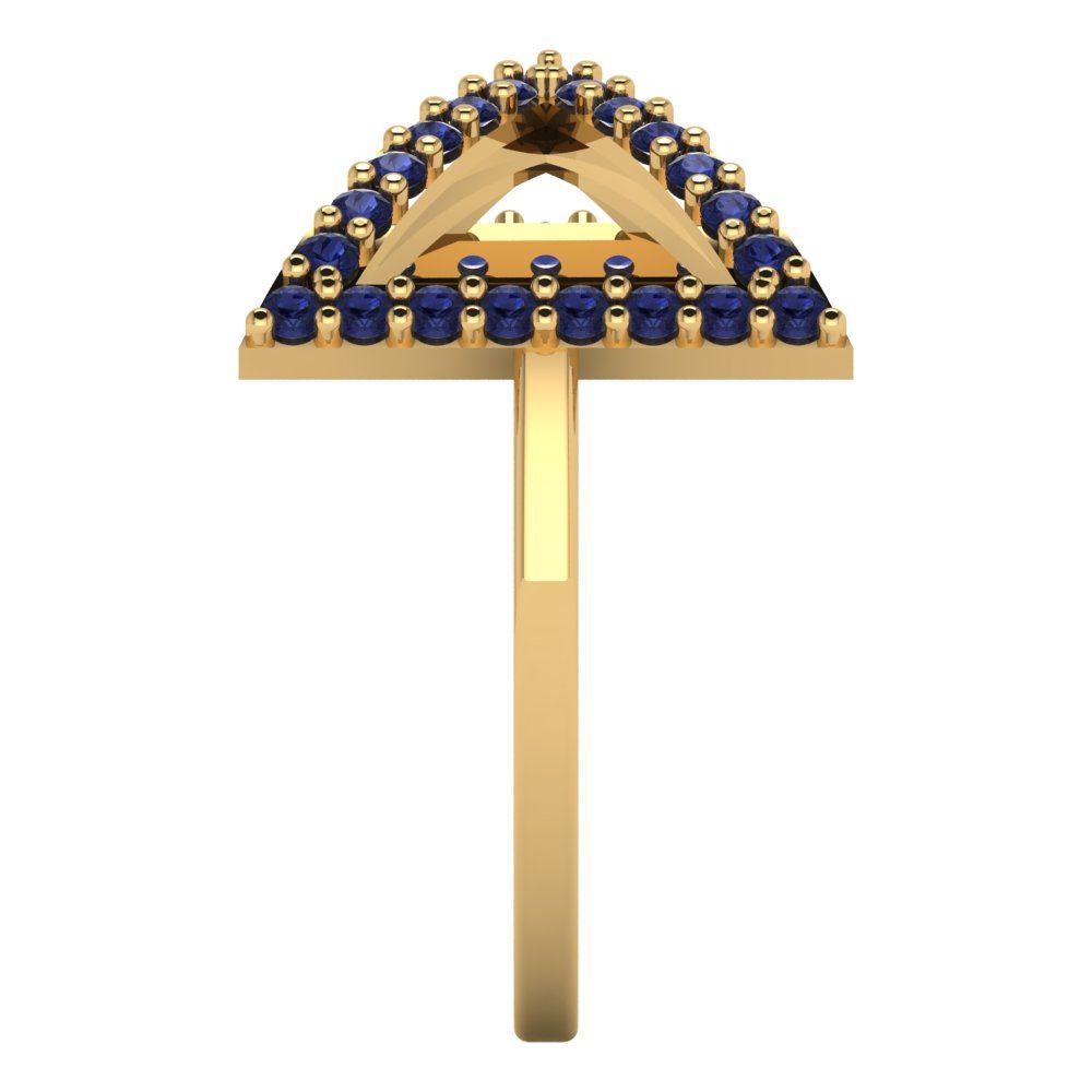 0.2475 cttw Simulated Blue Sapphire Statement Engagement Ring - Solid Gold (Round Cut,1.2mm)