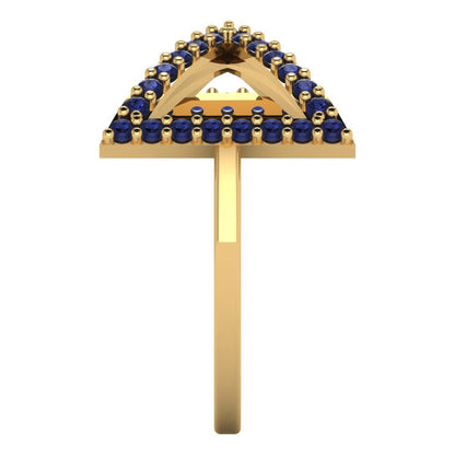 0.2475 cttw Simulated Blue Sapphire Statement Engagement Ring - Solid Gold (Round Cut,1.2mm)