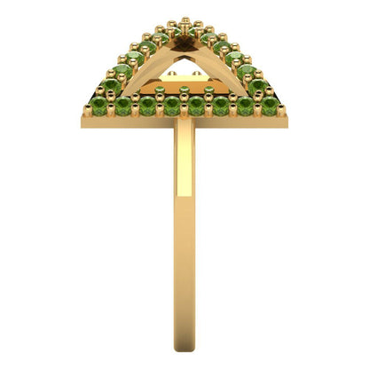 0.2475 cttw Natural Peridot Statement Engagement Ring - Solid Gold (Round Cut,1.2mm)