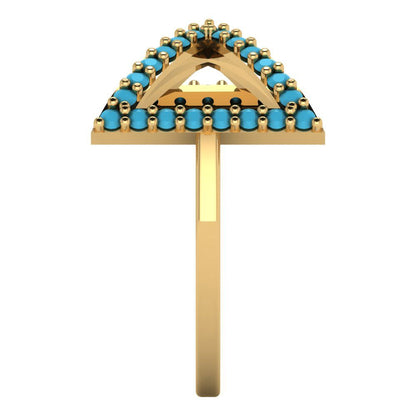 0.2475 cttw Simulated Turquoise Statement Engagement Ring - Solid Gold (Round Cut,1.2mm)