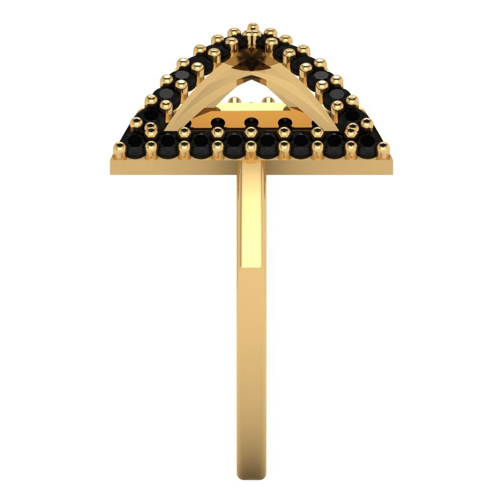 0.2475 cttw Natural Onyx Statement Engagement Ring - Solid Gold (Round Cut,1.2mm)