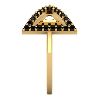 0.2475 cttw Natural Onyx Statement Engagement Ring - Solid Gold (Round Cut,1.2mm)